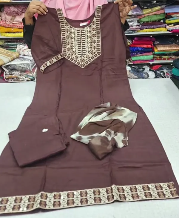 Premium Rayon Straight Top Bottom Dupatta Set | TS3373